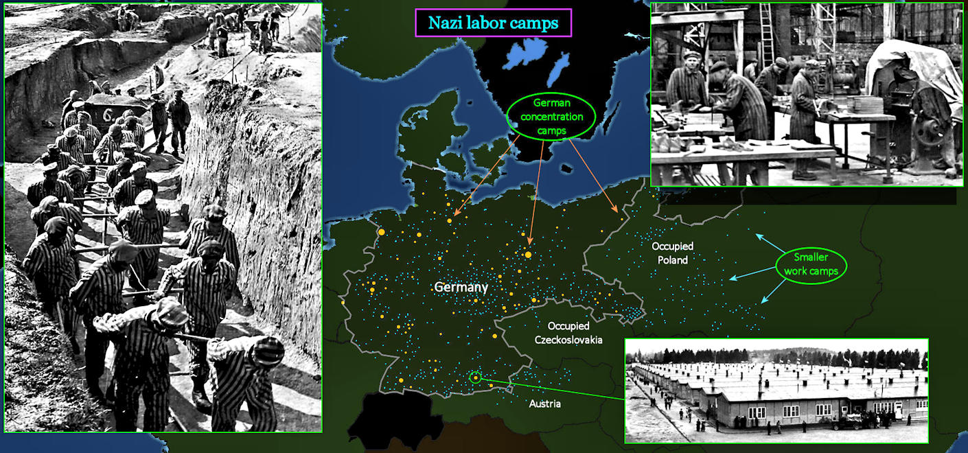 Concentration and work camps, 1943 map